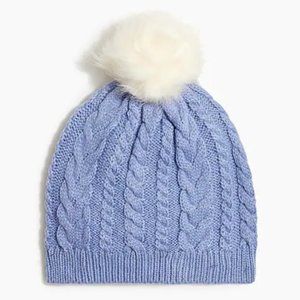 Cable pom-pom beanie hat